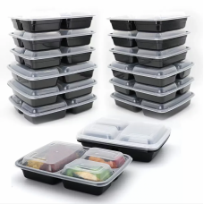 32oz Meal Prep Containers 3 Compartment with Lids, Food Storage Containers, Bento Box, BPA Free, Stackable, Microwave/Dishwasher/Freezer Safe